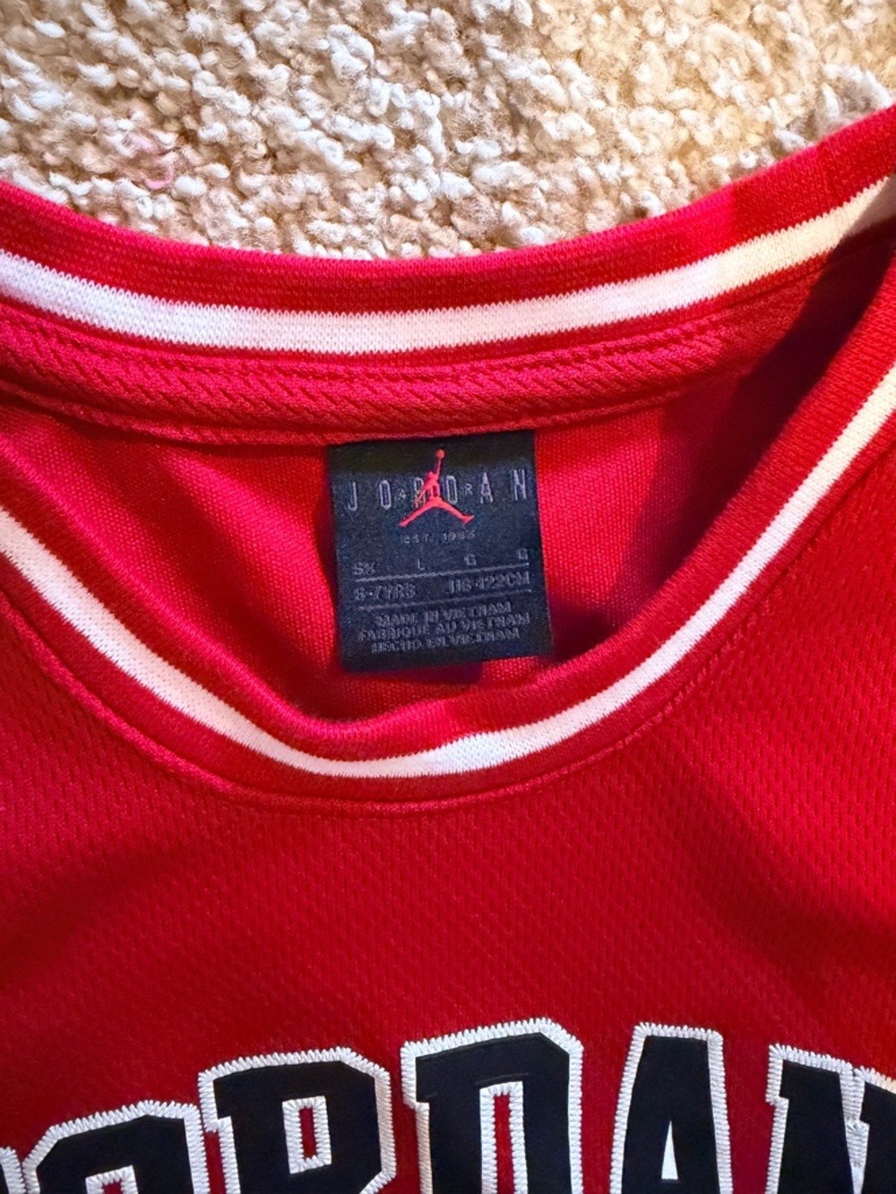 Jordan Red and Black 23 Mesh Basketball Tank for Kids - Picture 2 of 2